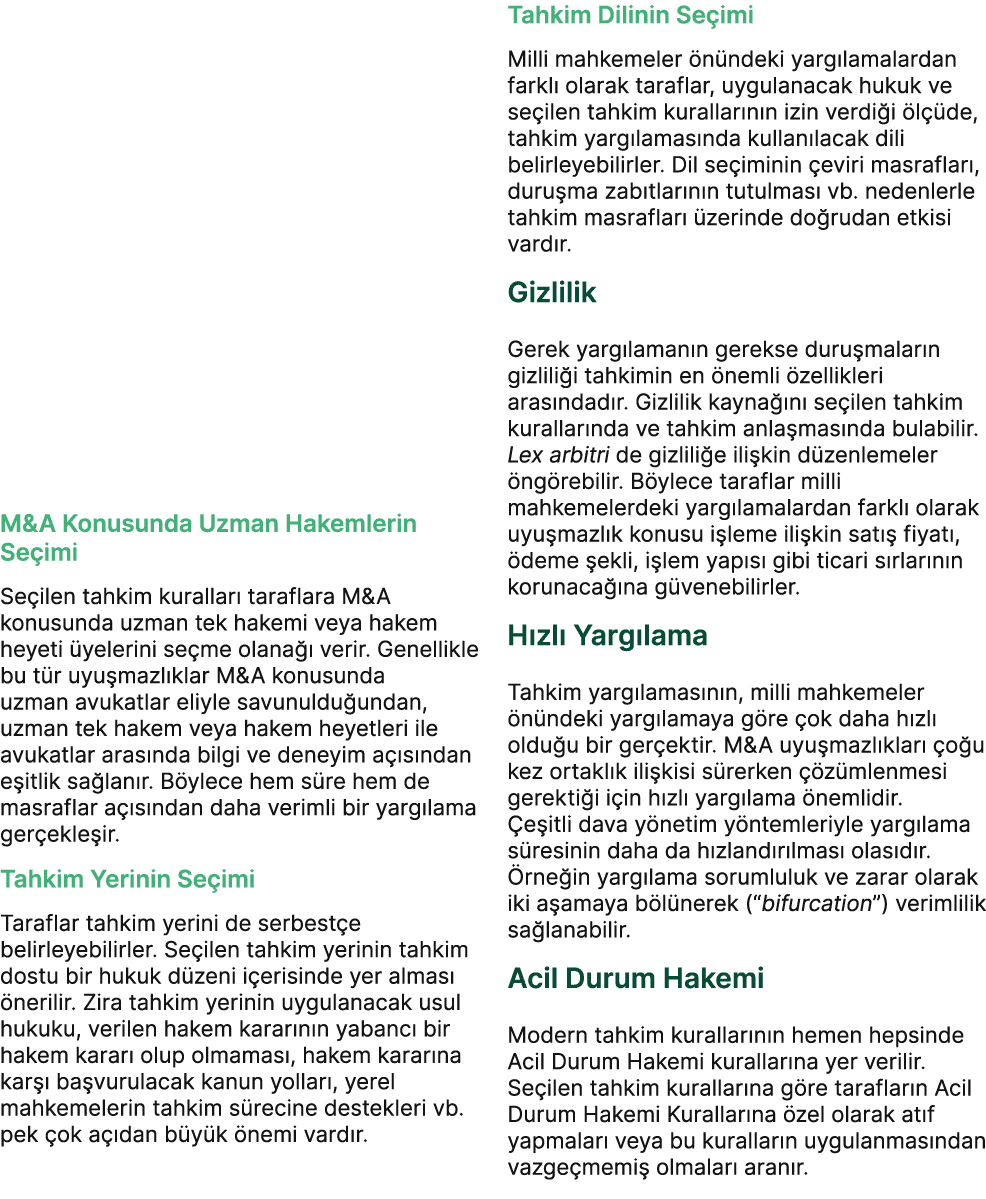 M&A Konusunda Uzman Hakemlerin Se imi Se ilen tahkim kurallar taraflara M&A konusunda uzman tek hakemi veya hakem he...