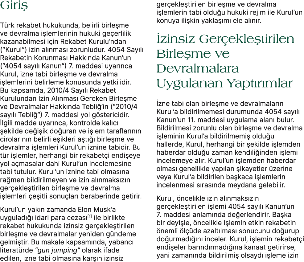 Giri T rk rekabet hukukunda, belirli birle me ve devralma i lemlerinin hukuki ge erlilik kazanabilmesi i in Rekabet ...