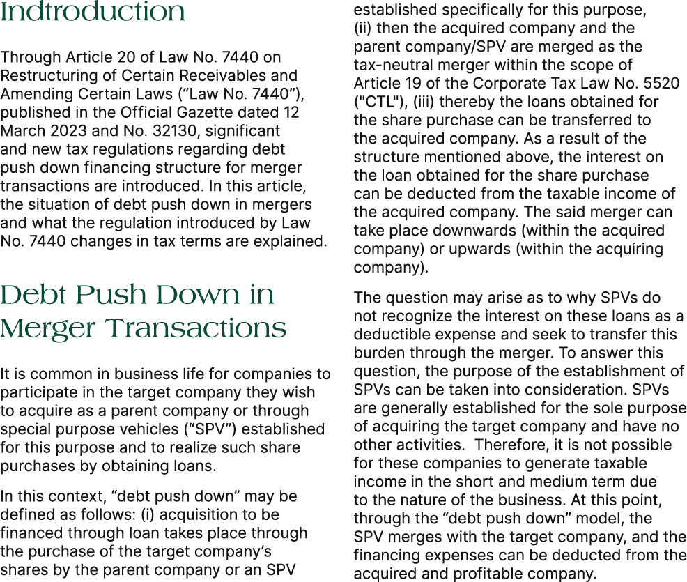 Indtroduction Through Article 20 of Law No. 7440 on Restructuring of Certain Receivables and Amending Certain Laws (“...