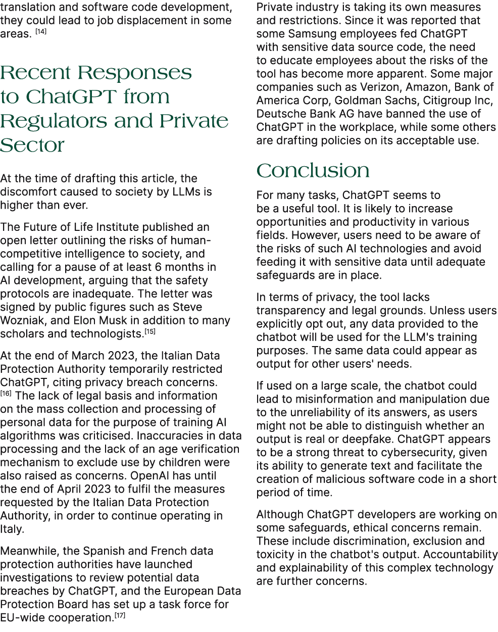 translation and software code development, they could lead to job displacement in some areas. [14] Recent Responses t...