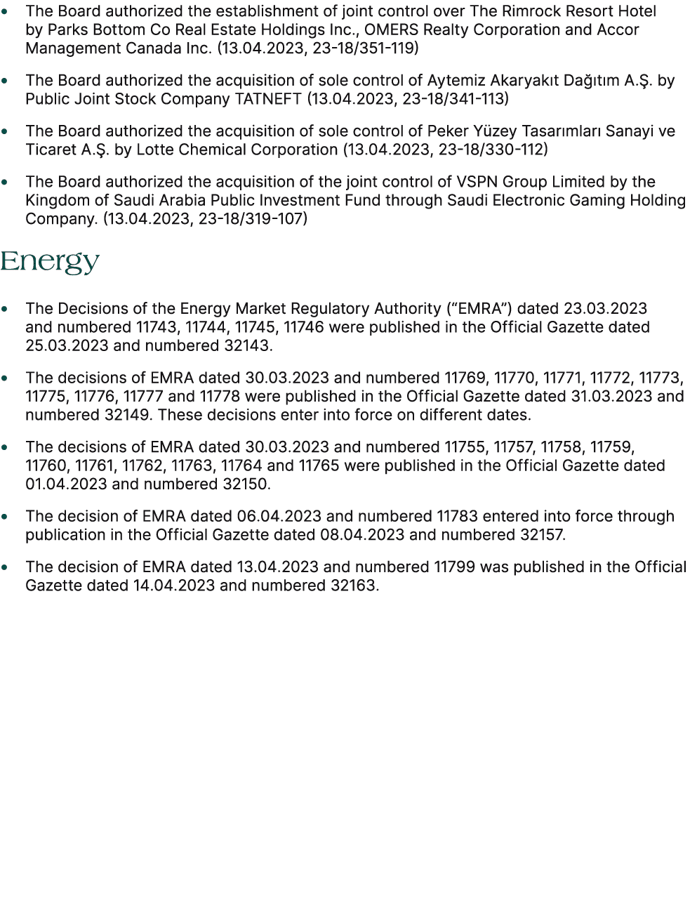 • The Board authorized the establishment of joint control over The Rimrock Resort Hotel by Parks Bottom Co Real Estat...