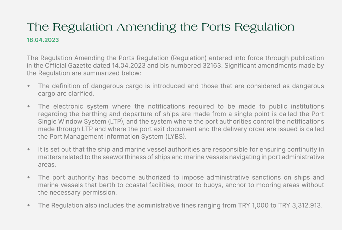 The Regulation Amending the Ports Regulation 18.04.2023 The Regulation Amending the Ports Regulation (Regulation) ent...