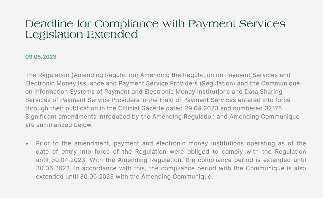 Deadline for Compliance with Payment Services Legislation Extended 09.05.2023 The Regulation (Amending Regulation) Am...