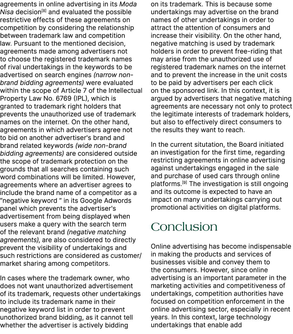 agreements in online advertising in its Moda Nisa decision[8] and evaluated the possible restrictive effects of these...