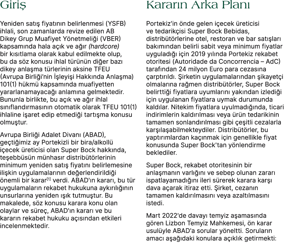 Giri Yeniden sat   fiyat n n belirlenmesi (YSFB) ihlali, son zamanlarda revize edilen AB Dikey Grup Muafiyet Y netme...