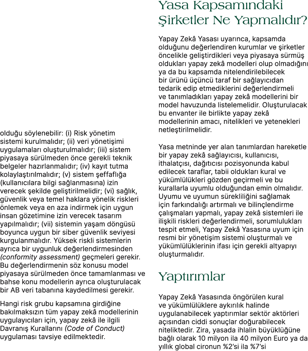 oldu u s ylenebilir: (i) Risk y netim sistemi kurulmal d r; (ii) veri y neti imi uygulamalar olu turulmal d r; (iii)...