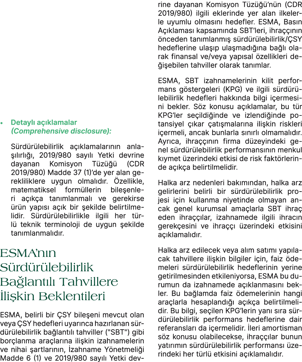 • Detayl a  klamalar (Comprehensive disclosure): S rd r lebilirlik a  klamalar n n anla  l rl   , 2019/980 say l  Ye...