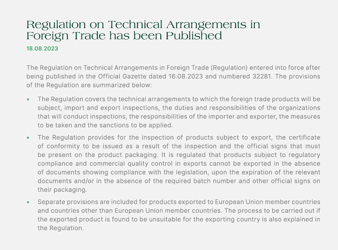 Regulation on Technical Arrangements in Foreign Trade has been Published 18.08.2023 The Regulation on Technical Arran...