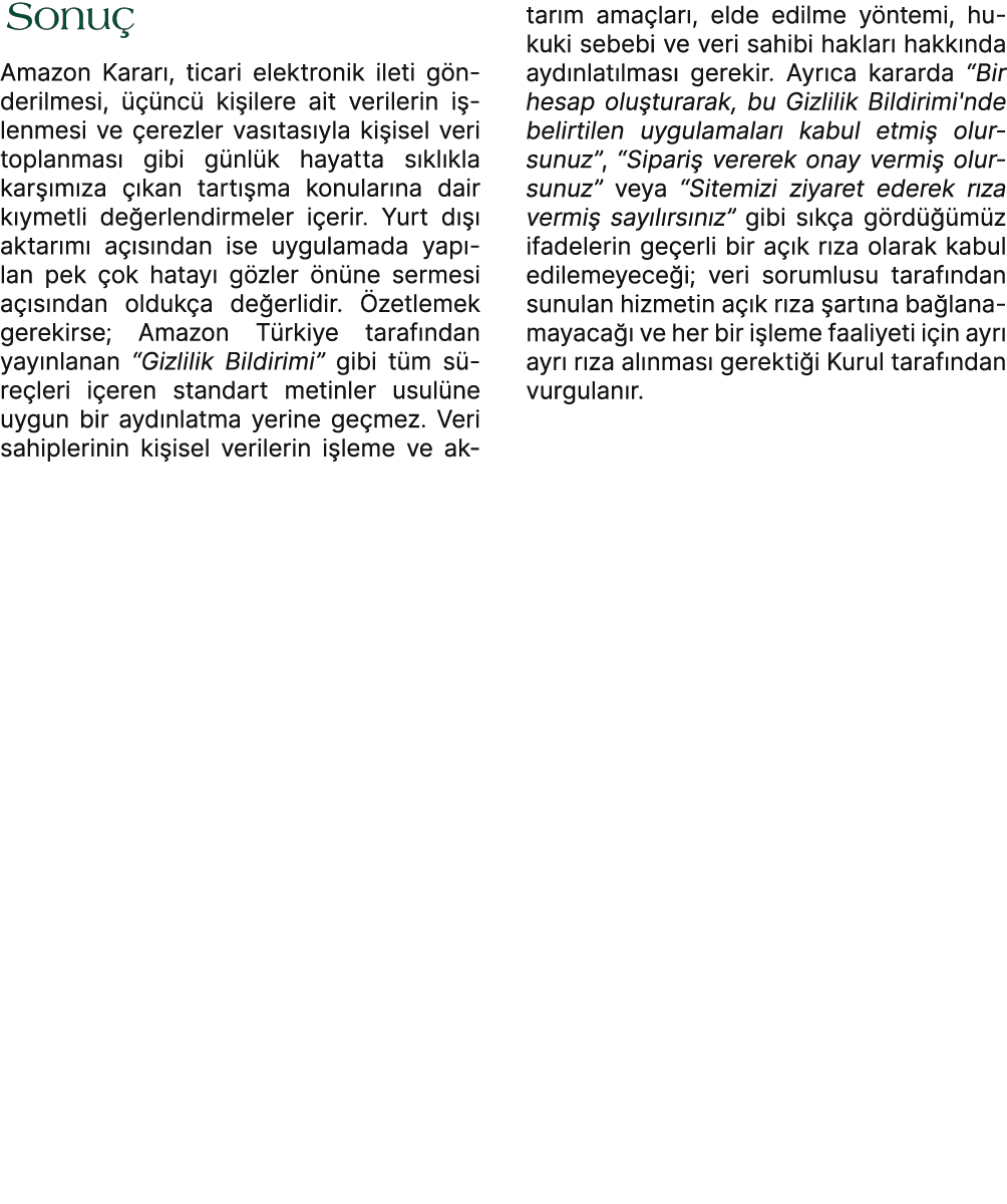  Sonu Amazon Karar , ticari elektronik ileti g nderilmesi,    nc  ki ilere ait verilerin i lenmesi ve  erezler vas t...