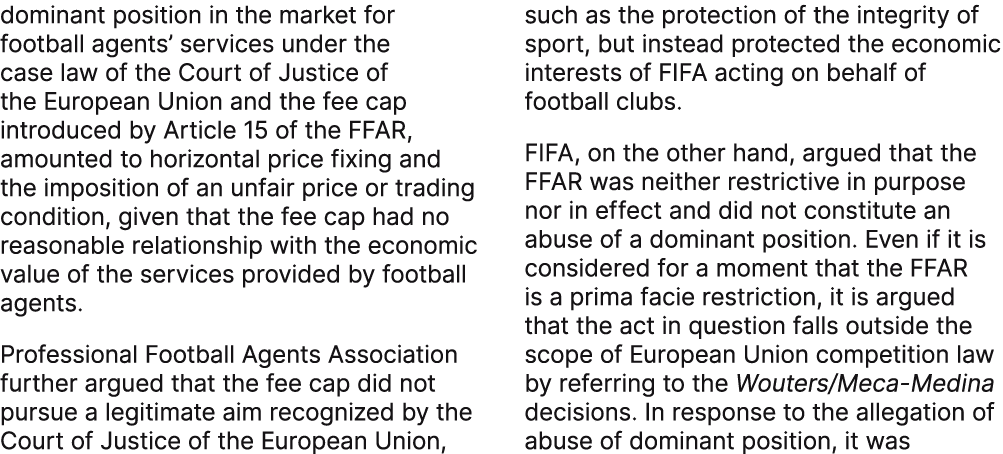 dominant position in the market for football agents’ services under the case law of the Court of Justice of the Europ...
